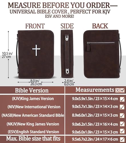 HFLZBRO Vegan Leather Bible Cover Case, Bible Bag with Phone Pocket, Bible Case for Men Women, Christian Gift Box Packaging (Brown) - Image 3