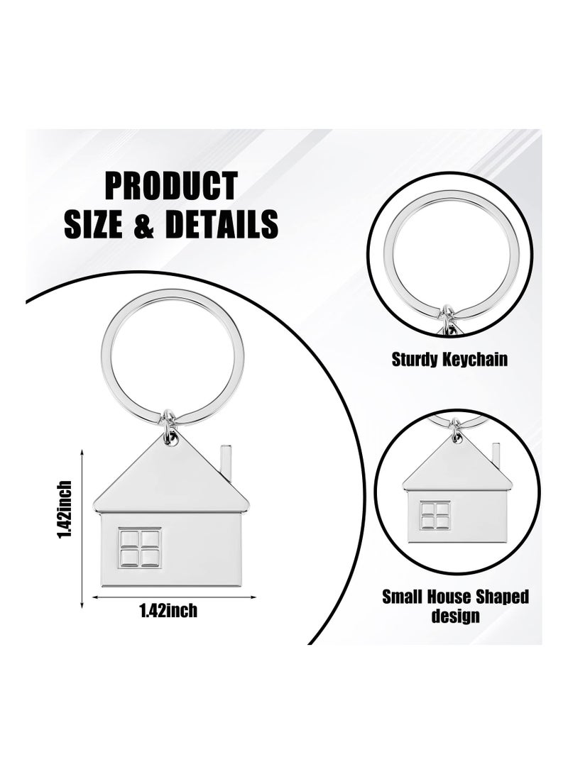 SYOSI 15 قطعة سلسلة مفاتيح من الفولاذ المقاوم للصدأ مع سحر، سلسلة مفاتيح على شكل منزل صغير، إكسسوارات موضة وهدايا مجوهرات، سحر منزل كرتوني مع نافذة سلسلة مفاتيح معدنية هدية - Image 2