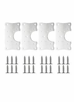 Generic Cabinet Hinge Repair Plate, Stainless Steel Kits with Mounting Screws Wooden for Protecting Furniture and Kitchen Cabinet(4 Half Hole)  - Image 1