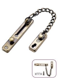 Generic Stainless Steel Chain Door Guard Lock, Punch Free Anti Theft Press Lock with Safety Spring, Bedroom Home Apartment Hotel Security Door Sliding Safety Chain Lock (Bronze)  - Image 1