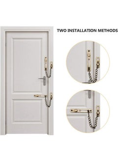 Generic Stainless Steel Chain Door Guard Lock, Punch Free Anti Theft Press Lock with Safety Spring, Bedroom Home Apartment Hotel Security Door Sliding Safety Chain Lock (Bronze)  - Image 5