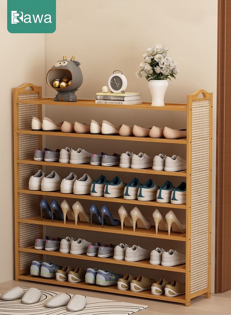 Rawa A 6-tier bamboo shoe rack, a large-capacity shoe cabinet with rattan panels on the sides; an eco-friendly, minimalist and durable shoe rack, a piece of furniture designed for storing shoes, suitable for use in the living room. - Image 1