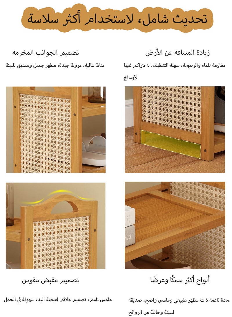Rawa A 6-tier bamboo shoe rack, a large-capacity shoe cabinet with rattan panels on the sides; an eco-friendly, minimalist and durable shoe rack, a piece of furniture designed for storing shoes, suitable for use in the living room. - Image 4