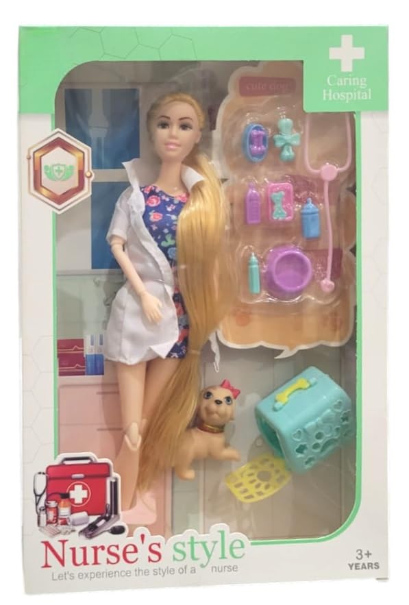 SHAKTISM Alia Doctor Doll Set with Medical Kit, Examination Table, Moveable Arms, Soft Hair for Kids 3+ Years, (Eye Doctor Theme) - Image 3