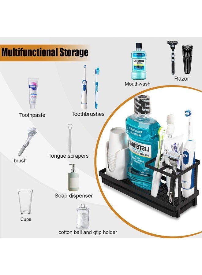Hihonor Toothbrush Holders for Bathrooms, 4 Slots Rustproof Metal Tooth Brushing Organizer with Drainage, Electric Tooth Brush Toothpaste Holder for Bathroom Countertop, Shower, Sink, Black - Image 5