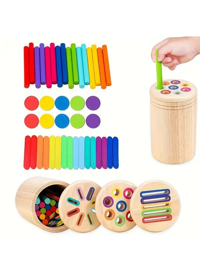 كوب فرز ألوان خشبي 3 في 1 لعبة تعليمية للتعرف على الألوان وتناسق العين واليد - Image 1