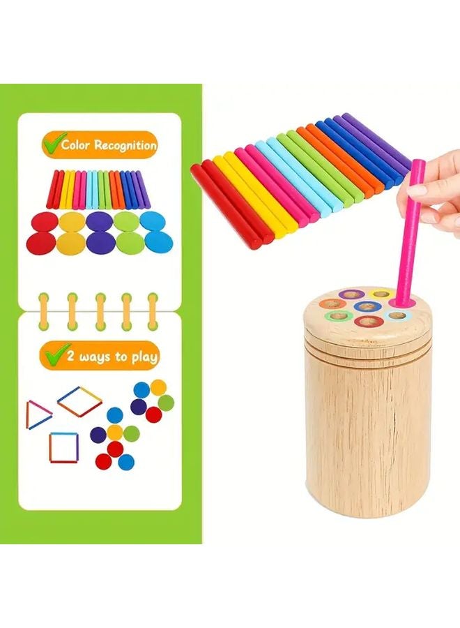 كوب فرز ألوان خشبي 3 في 1 لعبة تعليمية للتعرف على الألوان وتناسق العين واليد - Image 4