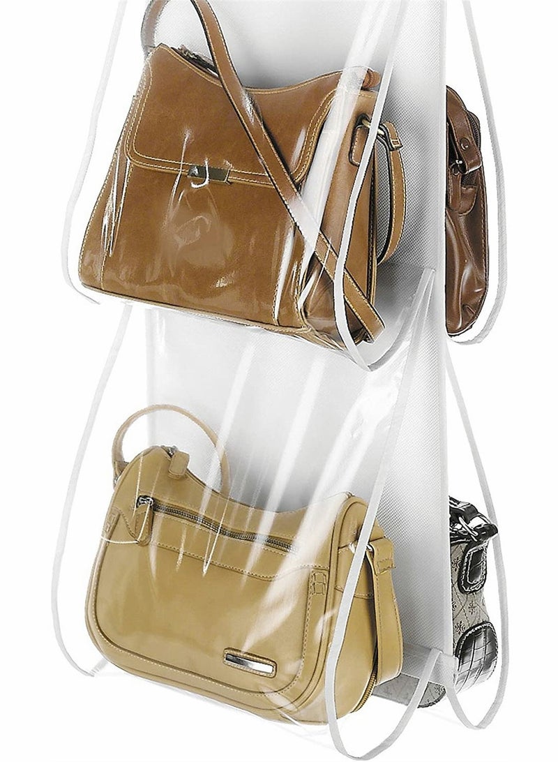 Y&D Handbag Hanging Organizer, 8 Pocket Purse Organizer Storage Hanger Cloth Closet for Family Bedroom, Foldable and Universal Fit, with Clear Pockets - Image 3