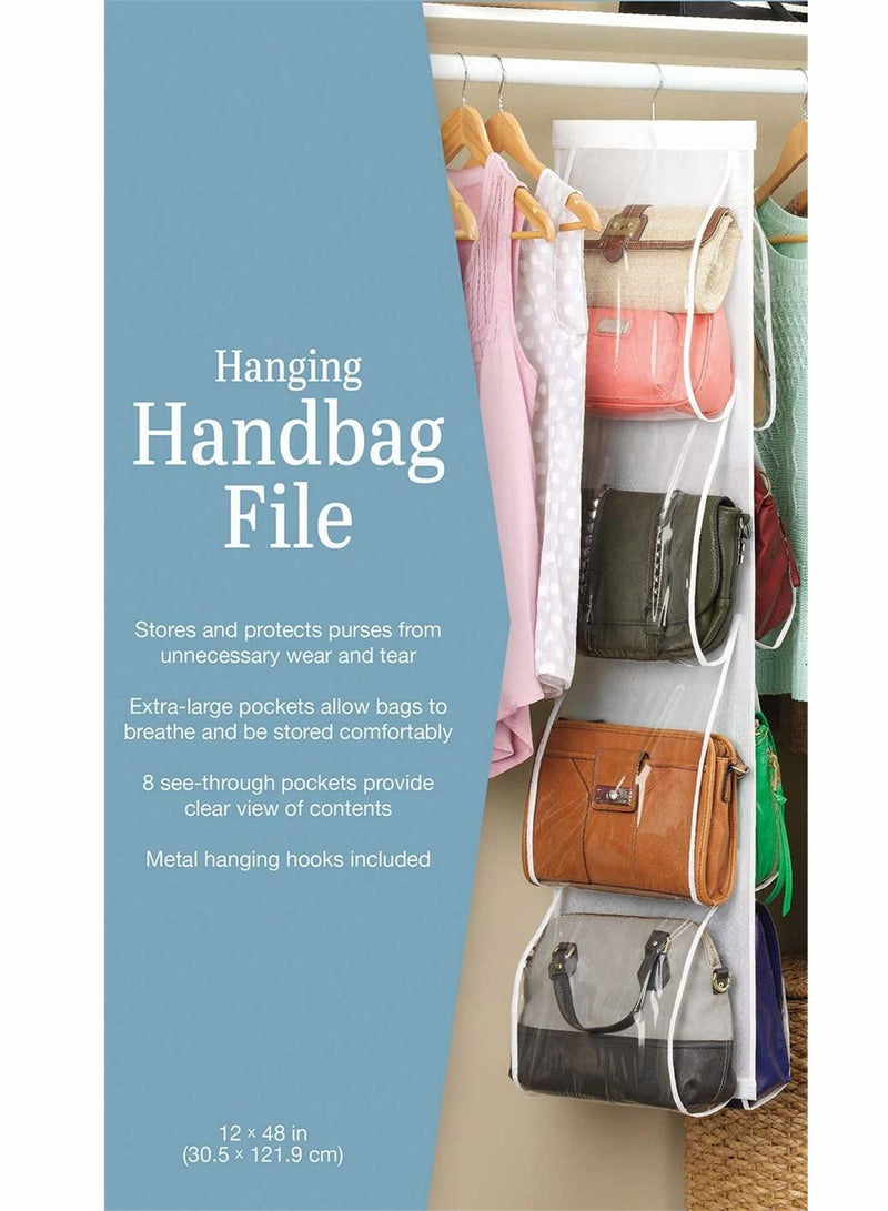 Y&D Handbag Hanging Organizer, 8 Pocket Purse Organizer Storage Hanger Cloth Closet for Family Bedroom, Foldable and Universal Fit, with Clear Pockets - Image 4