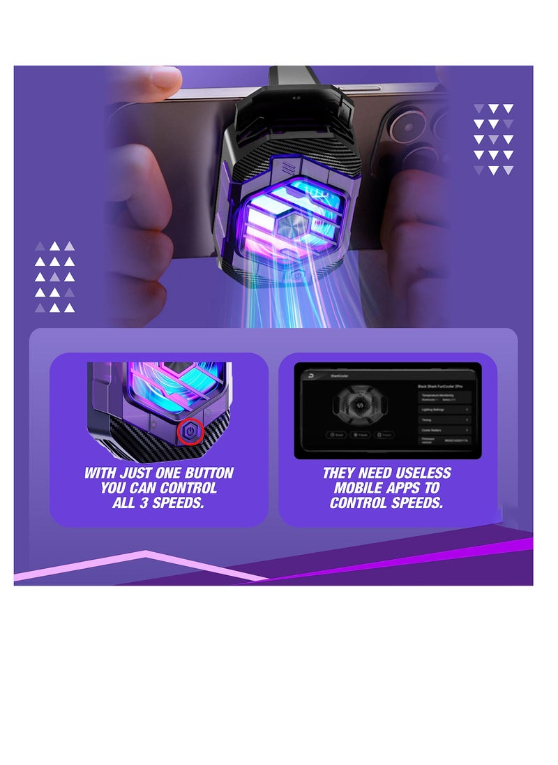 SYOSI - Phone Cooler RGB Gaming, Semiconductor Radiator Fast Cooling Pad Smartphone Compatible with iPhone/Android Pubg Mobile, Cod Mobile (Dark Purple and Black) - Image 1