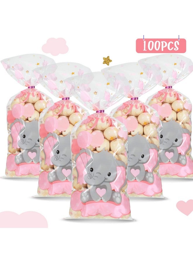 Marspark 100 Pieces Baby Shower Cellophane Treat Bags Cute Candy Bags Baby Shower Favors Gender Reveal Plastic Goodie Storage Bags With 100 Twist Ties For Baby Shower Birthday Party Supplies (Pink) - Image 3