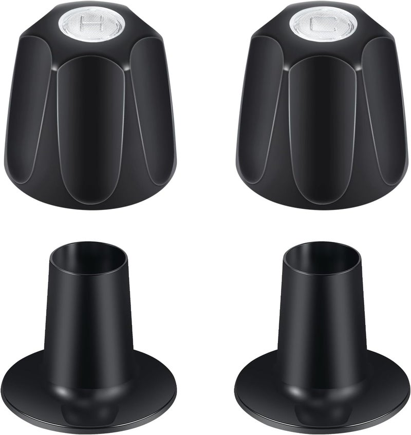 Coolfell Metal Matte Black Shower Knob 2 Piece Replacement, Compatible with Price/Pfister Verve Tub Shower Handle, 2 Faucet Handle Trim Kit, for 12 Tooth 9.5mm Valve stem, Height 2.35 in Width 2.35 in - Image 1