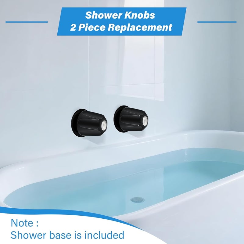 Coolfell Metal Matte Black Shower Knob 2 Piece Replacement, Compatible with Price/Pfister Verve Tub Shower Handle, 2 Faucet Handle Trim Kit, for 12 Tooth 9.5mm Valve stem, Height 2.35 in Width 2.35 in - Image 4