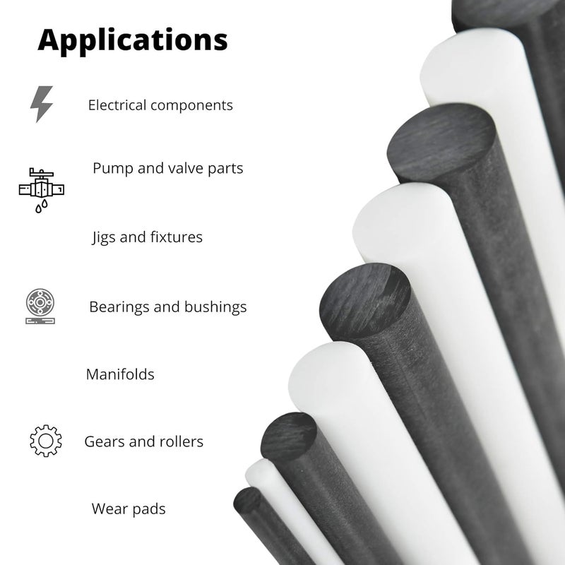 BuyPlastic Black Delrin/Acetal Copolymer Rod 3/8" Diameter x 2 ft Length, Actual Length 23.75 inches (Due to kerf Width) - Image 4
