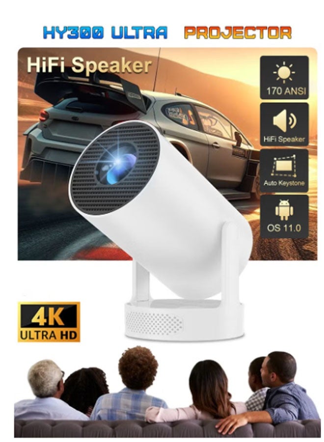 Neutral High-fidelity speaker LCD projector - Supports HD 1080P/4K - 170 ANSI lumens - Smart projector with Wi-Fi 6 and Bluetooth 5.0 - Android 11 operating system - Portable mobile home cinema - Ideal for gaming, office use and films - Image 1