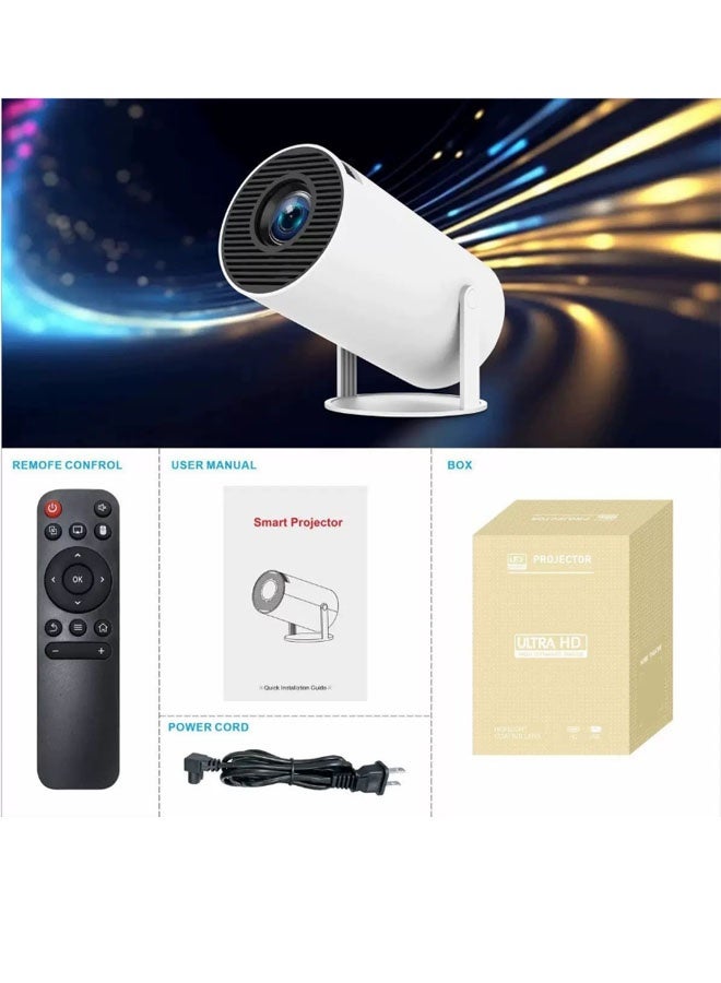 Neutral High-fidelity speaker LCD projector - Supports HD 1080P/4K - 170 ANSI lumens - Smart projector with Wi-Fi 6 and Bluetooth 5.0 - Android 11 operating system - Portable mobile home cinema - Ideal for gaming, office use and films - Image 2