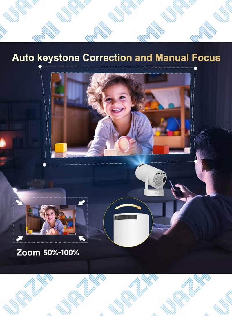 Neutral High-fidelity speaker LCD projector - Supports HD 1080P/4K - 170 ANSI lumens - Smart projector with Wi-Fi 6 and Bluetooth 5.0 - Android 11 operating system - Portable mobile home cinema - Ideal for gaming, office use and films - Image 4