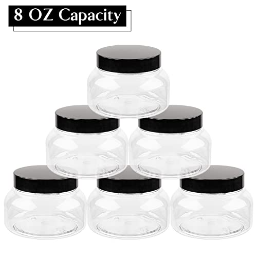 TUZAZO 8 Oz Premium Plastic Tuscany Jars with Lids BPA Free, 12 Pack Empty Sugar Scrub Containers, Round Clear Cosmetic Containers for Body Butter, Lotion, Cream, Gel, Beauty Product - Image 5