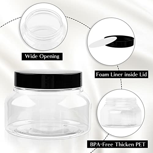 TUZAZO 8 Oz Premium Plastic Tuscany Jars with Lids BPA Free, 12 Pack Empty Sugar Scrub Containers, Round Clear Cosmetic Containers for Body Butter, Lotion, Cream, Gel, Beauty Product - Image 3