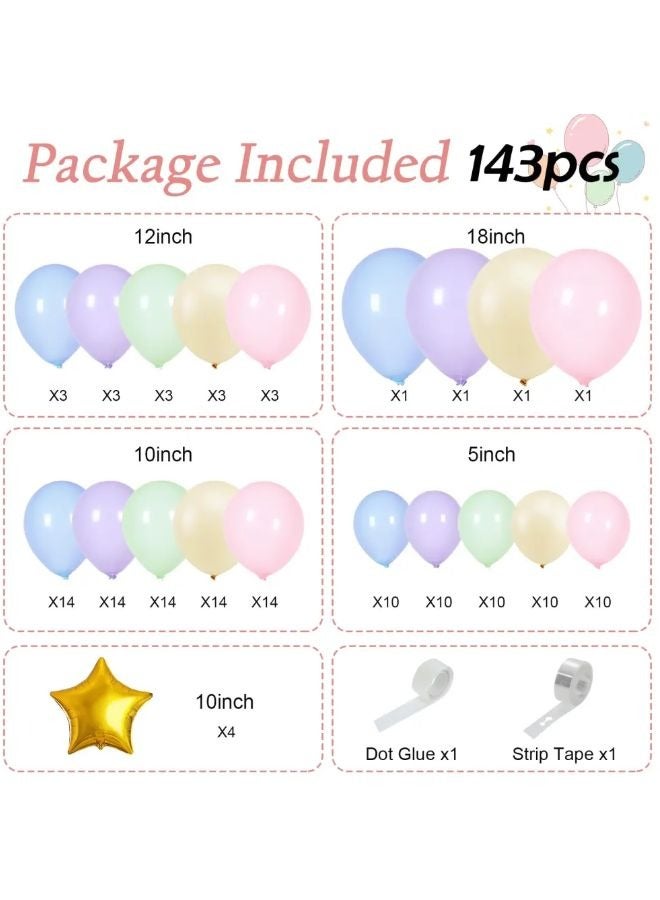 Vixplorn Pastel balloons 145 psc macaron rainbow balloons different sizes 5 10 12 18 inches balloon arch suitable for Eid, graduation day party, wedding, National Day, Ramadan festival and other festivals - Image 5