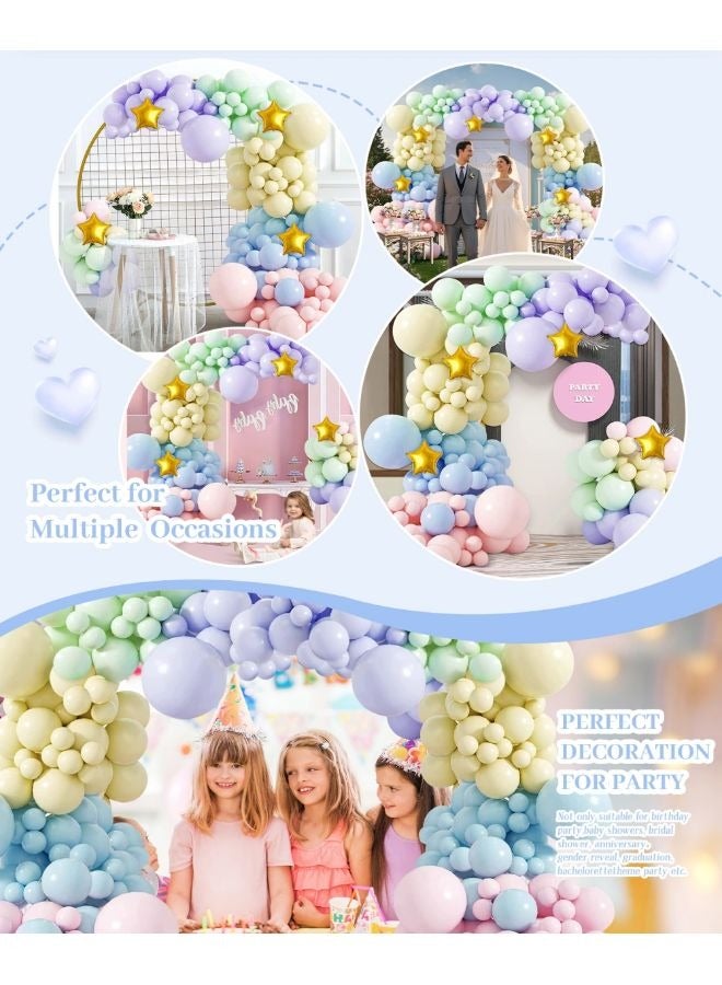 Vixplorn Pastel balloons 145 psc macaron rainbow balloons different sizes 5 10 12 18 inches balloon arch suitable for Eid, graduation day party, wedding, National Day, Ramadan festival and other festivals - Image 2
