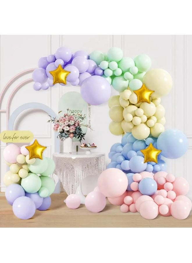 Vixplorn Pastel balloons 145 psc macaron rainbow balloons different sizes 5 10 12 18 inches balloon arch suitable for Eid, graduation day party, wedding, National Day, Ramadan festival and other festivals - Image 4