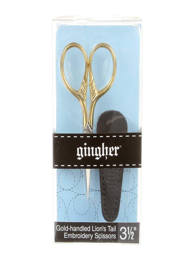 Gingher 3.5 Inch Gold-Handled Lion's Tail Embroidery Scissors (01-005870)