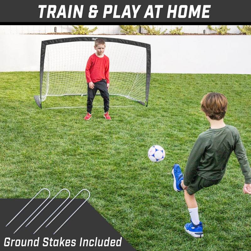 GoSports Team Tone 6 ft x 4 ft Portable Soccer Goal for Kids - Pop Up Net for Backyard - Black - Image 2