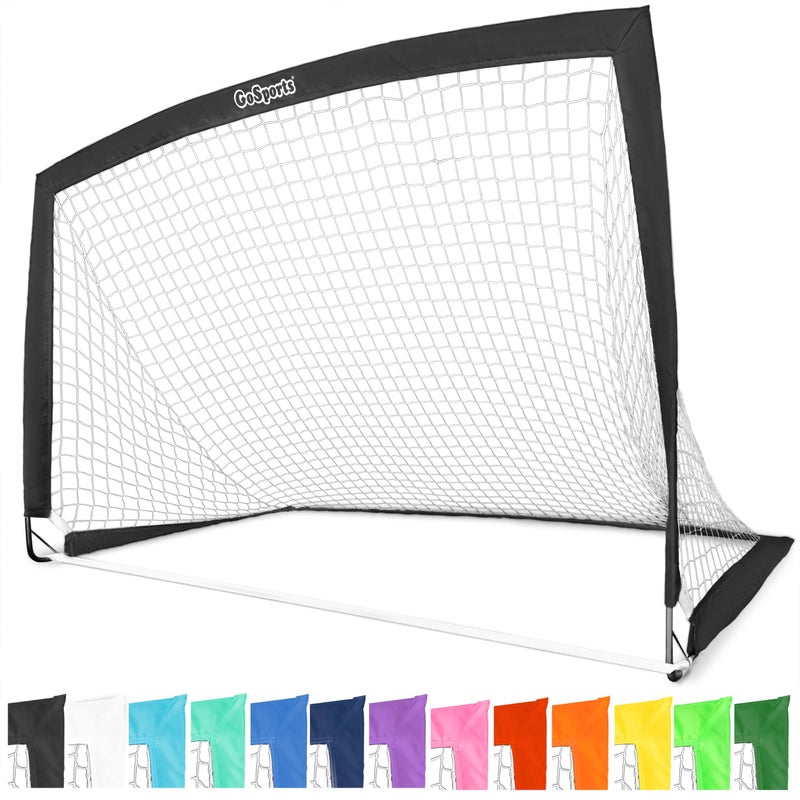 GoSports Team Tone 6 ft x 4 ft Portable Soccer Goal for Kids - Pop Up Net for Backyard - Black - Image 1