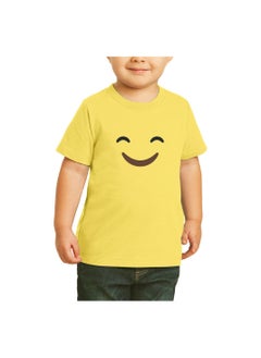 PRINTSHOP4ME Yellow Smiley Face T-Shirt for Kids - Kids Unisex Round Neck Short Sleeve Cotton T-Shirt - Soft and Comfortable Tshirt - Perfect Emoji Outfit  - Image 3