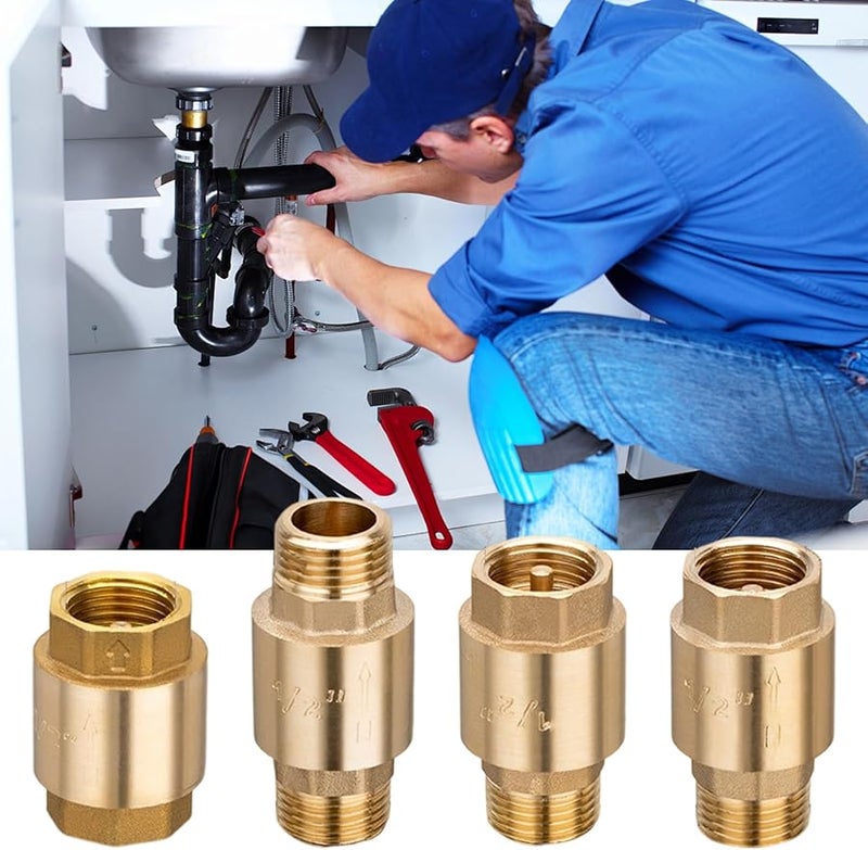 صمام فحص اللون النحاسي للتدفق الخارجي مانع ارتداد سميك لإمدادات المياه HVAC - Image 4