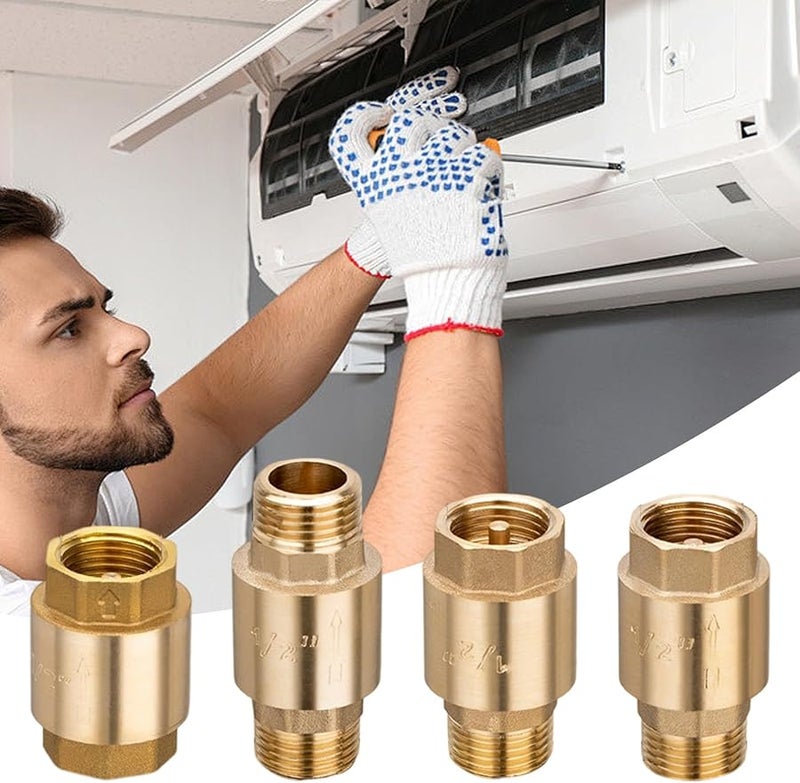صمام فحص اللون النحاسي للتدفق الخارجي مانع ارتداد سميك لإمدادات المياه HVAC - Image 3