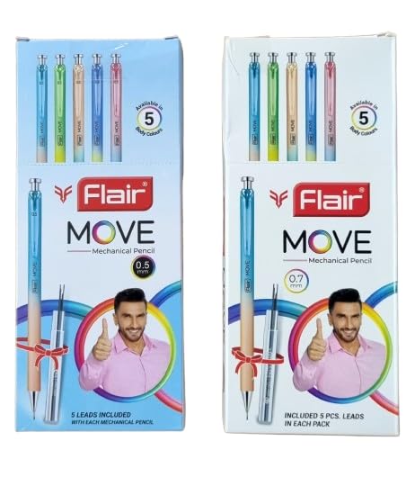 Flair FLAIR MOVE 07 Mechanical Pencils Premium Matt Finish Multicolor Body Comfortable Grip Long Writing Strong Lead FREE 5 Leads In Each Pack Attractive Pastels Colors Pack of 10 Pencils - Image 2