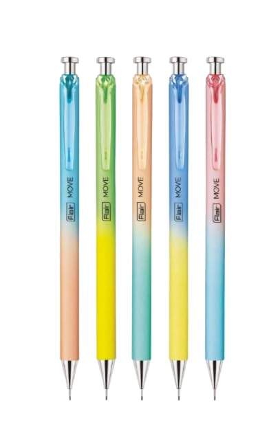 Flair FLAIR MOVE 07 Mechanical Pencils Premium Matt Finish Multicolor Body Comfortable Grip Long Writing Strong Lead FREE 5 Leads In Each Pack Attractive Pastels Colors Pack of 10 Pencils - Image 1