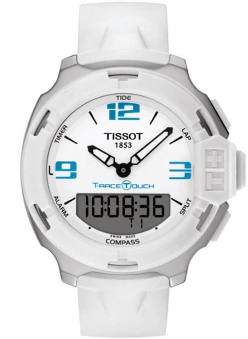 TISSOT T-Race Touch White Analog Digital Dial White Synthetic Strap Unisex Watch - Image 1