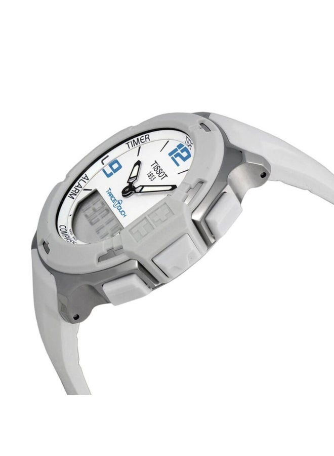 TISSOT T-Race Touch White Analog Digital Dial White Synthetic Strap Unisex Watch - Image 2