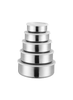 5-Pcs Mixing Bowls with Lids Set, Stainless Steel Mixing Bowls with Airtight Lids, Nesting Mixing Bowl Set for Space Saving Storage, Ideal for Cooking, Baking, Prepping & Food Storage