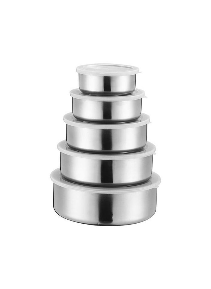 Sharpdo - 5-Pcs Mixing Bowls with Lids Set, Stainless Steel Mixing Bowls with Airtight Lids, Nesting Mixing Bowl Set for Space Saving Storage, Ideal for Cooking, Baking, Prepping & Food Storage - Image 1