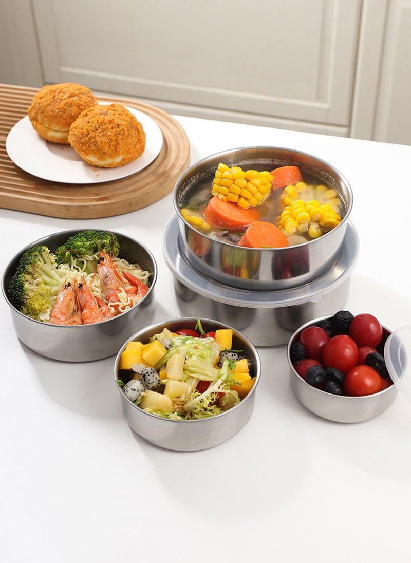 Sharpdo - 5-Pcs Mixing Bowls with Lids Set, Stainless Steel Mixing Bowls with Airtight Lids, Nesting Mixing Bowl Set for Space Saving Storage, Ideal for Cooking, Baking, Prepping & Food Storage - Image 1