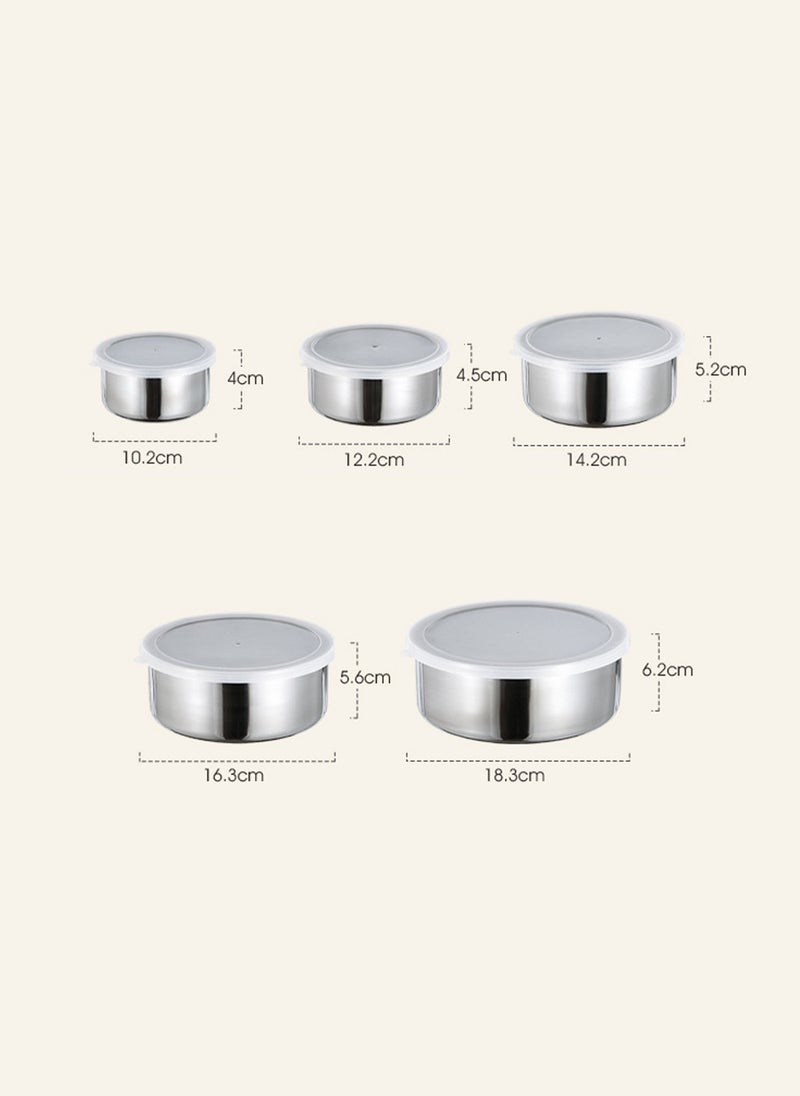 Sharpdo - 5-Pcs Mixing Bowls with Lids Set, Stainless Steel Mixing Bowls with Airtight Lids, Nesting Mixing Bowl Set for Space Saving Storage, Ideal for Cooking, Baking, Prepping & Food Storage - Image 1