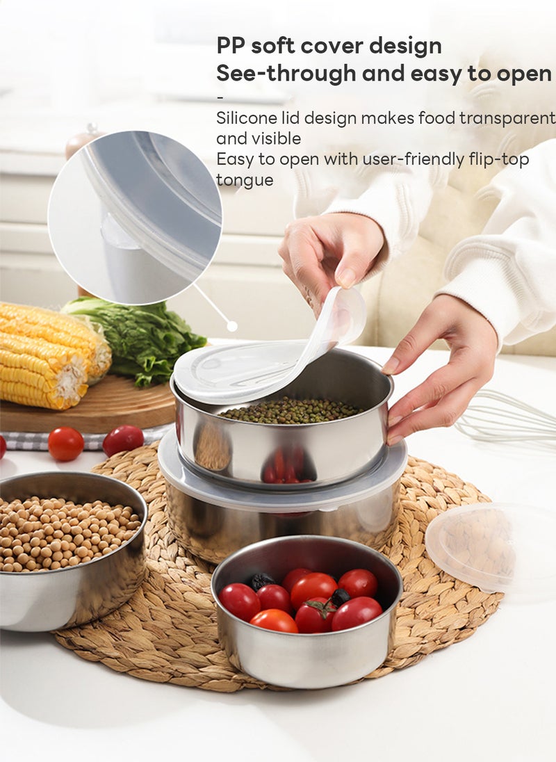 Sharpdo - 5-Pcs Mixing Bowls with Lids Set, Stainless Steel Mixing Bowls with Airtight Lids, Nesting Mixing Bowl Set for Space Saving Storage, Ideal for Cooking, Baking, Prepping & Food Storage - Image 1
