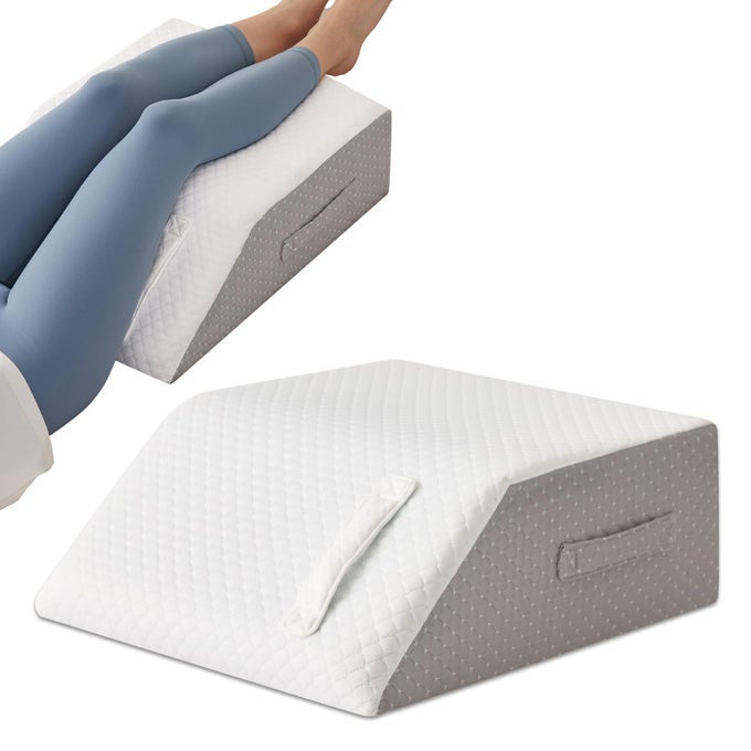 LEG PILLOW ELEVATION BLOOD CIRCULATION LEG WEDGE FOR ELEVATION FOR SWELLING LEG ELEVATING PILLOW FOR AFTER SURGERY MEMORY FOAM FOOT KNEE PILLOW FOR BACK SLEEPING 2361688 INCH WHITEGREY