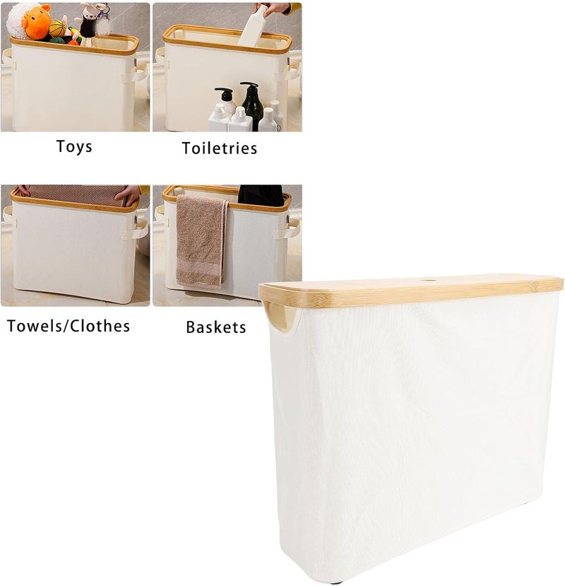 Toilet Paper Storage Basket, Oxford Cloth Foldable Toilet Paper Organizer Bathroom Baskets Container Cabinet Bin for Bathroom (Beige) - Image 5