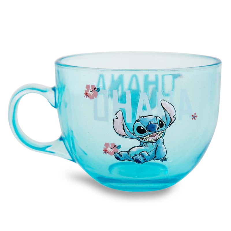 Silver Buffalo Disney Lilo & Stitch Ohana Glass Coffee Mug | Tropical Large Coffee Cup For Espresso, Caffeine, Beverages, Home & Kitchen Essentials | Cute Gifts and Collectibles | Holds 16 Ounces - Image 1