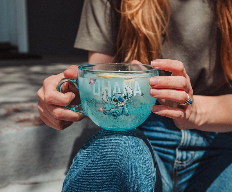 Silver Buffalo Disney Lilo & Stitch Ohana Glass Coffee Mug | Tropical Large Coffee Cup For Espresso, Caffeine, Beverages, Home & Kitchen Essentials | Cute Gifts and Collectibles | Holds 16 Ounces - Image 3