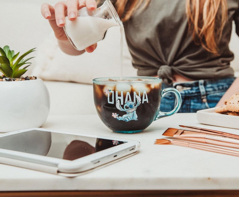 Silver Buffalo Disney Lilo & Stitch Ohana Glass Coffee Mug | Tropical Large Coffee Cup For Espresso, Caffeine, Beverages, Home & Kitchen Essentials | Cute Gifts and Collectibles | Holds 16 Ounces - Image 5