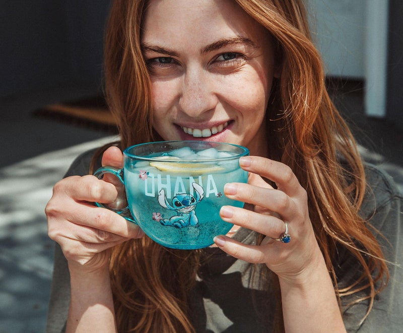 Silver Buffalo Disney Lilo & Stitch Ohana Glass Coffee Mug | Tropical Large Coffee Cup For Espresso, Caffeine, Beverages, Home & Kitchen Essentials | Cute Gifts and Collectibles | Holds 16 Ounces - Image 4