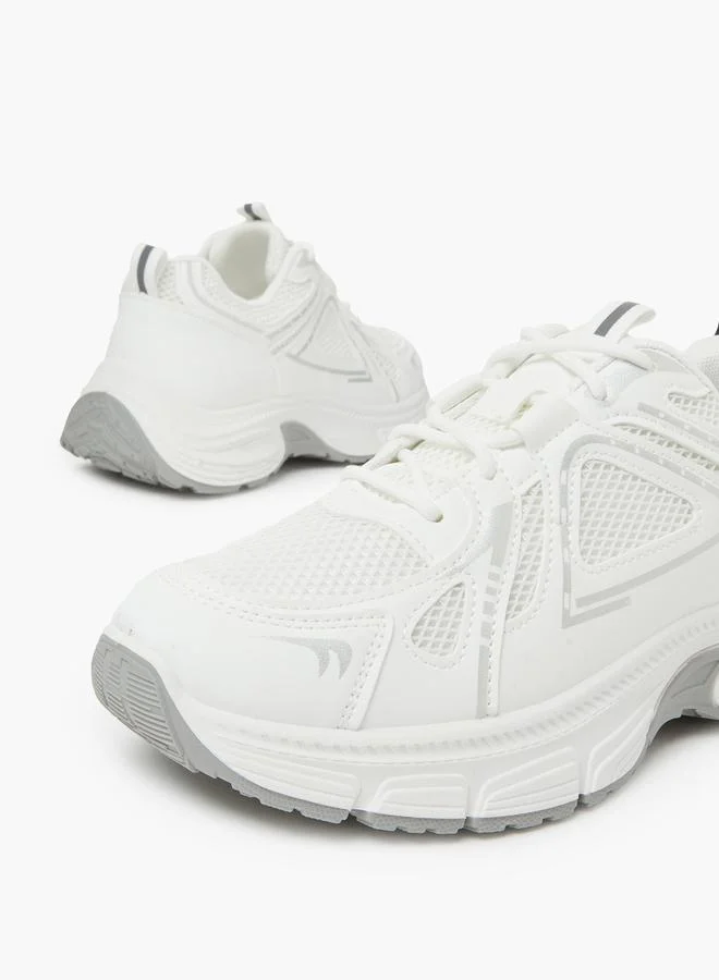 Take Two  White Mesh Upper lace-up Thick Sole sneakers for Women | Best Price UAE