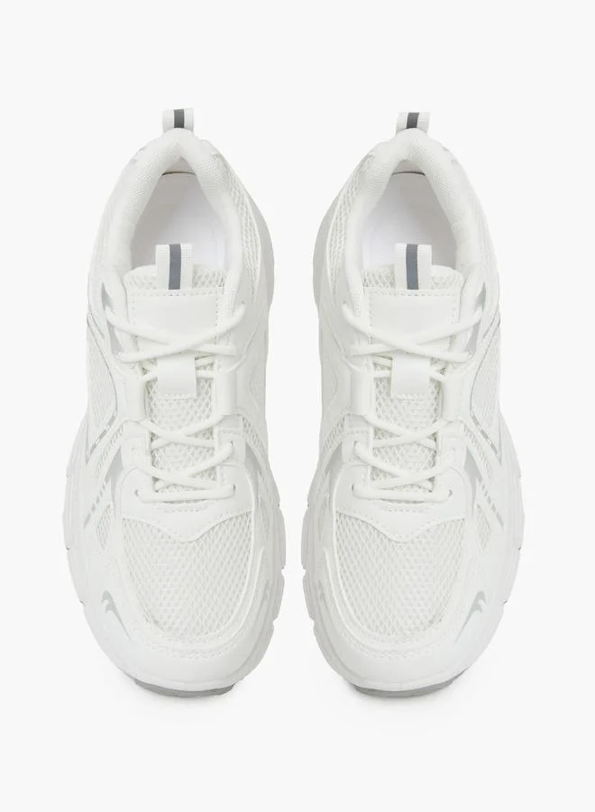 Take Two  White Mesh Upper lace-up Thick Sole sneakers for Women | Best Price UAE