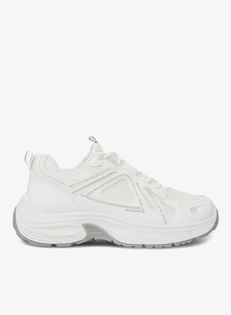Take Two White Mesh Upper lace-up Thick Sole sneakers